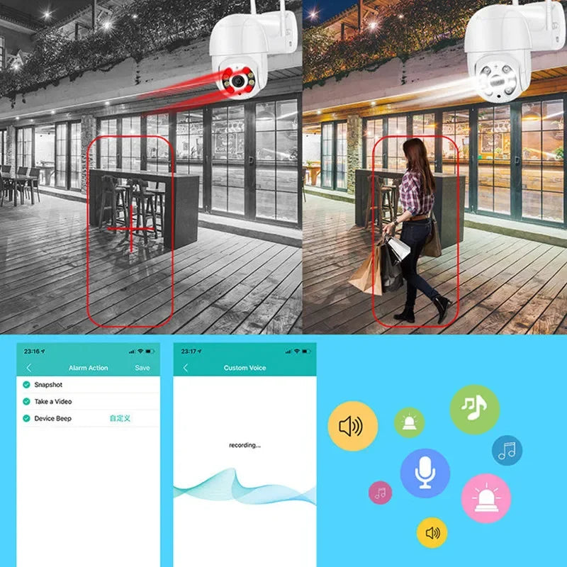 Caméra PTZ WiFi Extérieure 8 MP Vision Nocturne Couleur