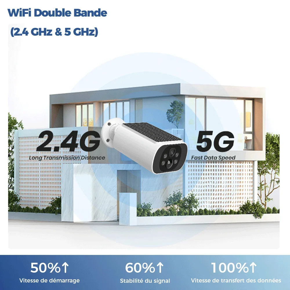 Caméra Solaire Extérieure Wi-Fi 4MP avec Vision Nocturne